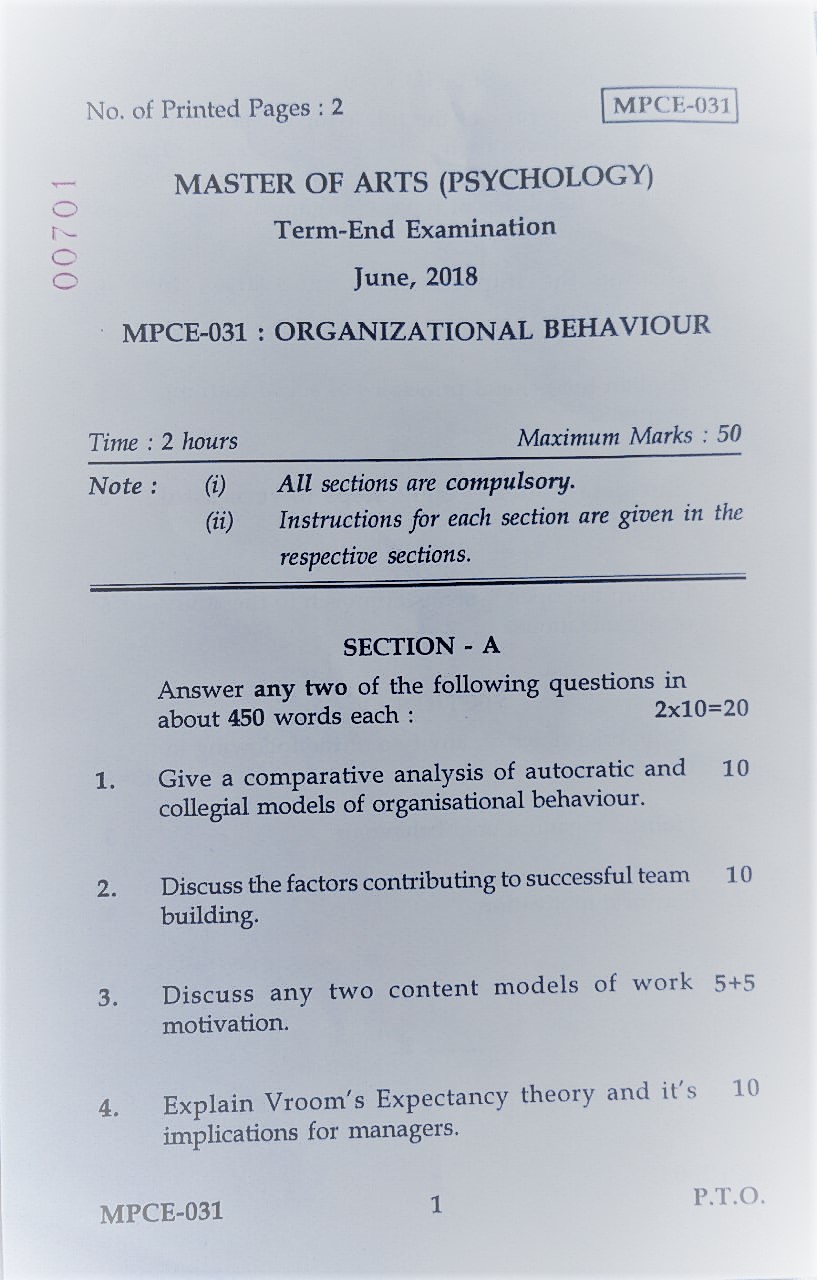 MPCE-031 June 18 Question Paper