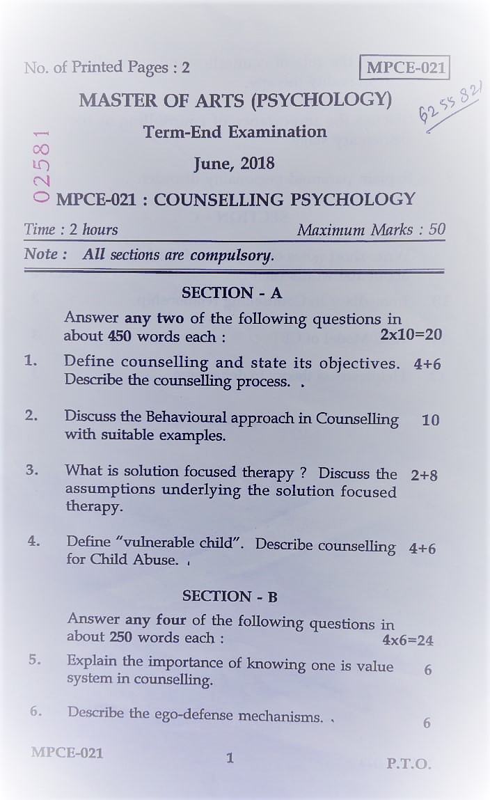 MPCE-021 June 18 Question Paper