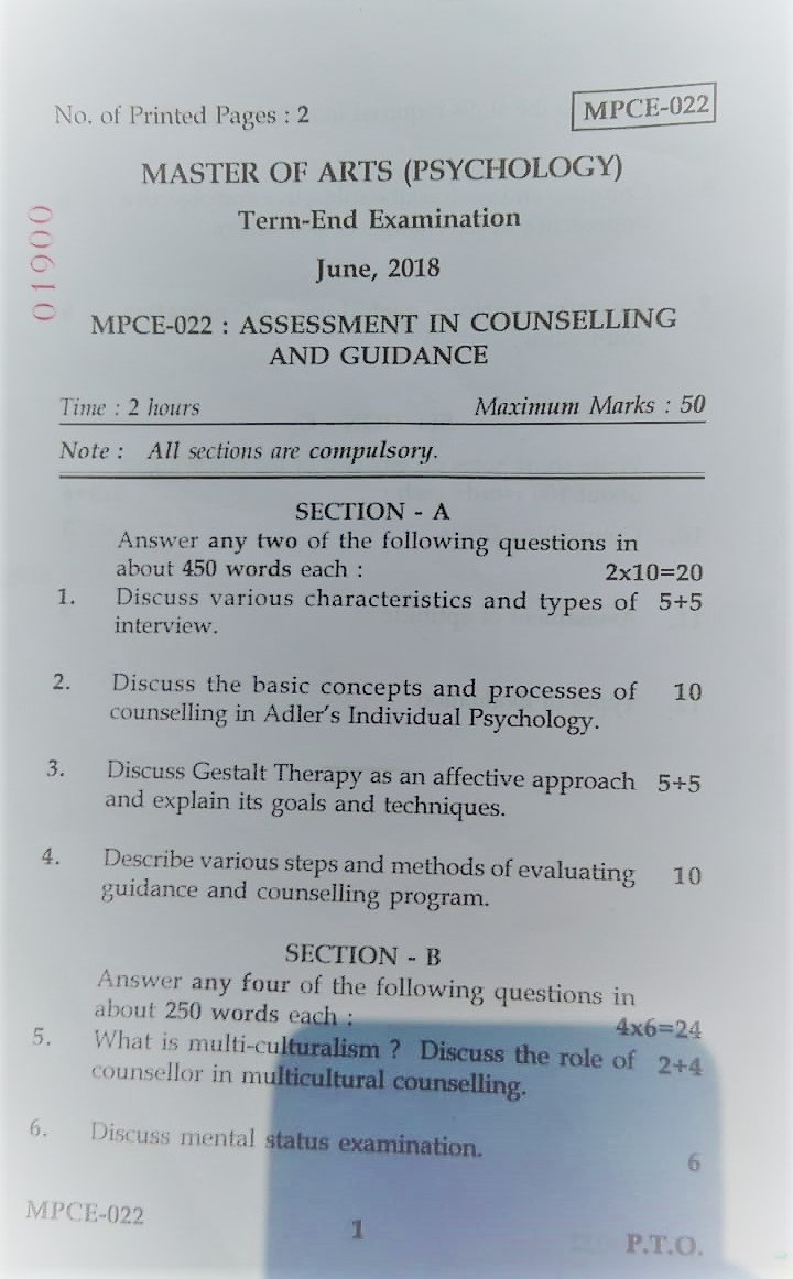 MPCE-022 June 18 Question Paper