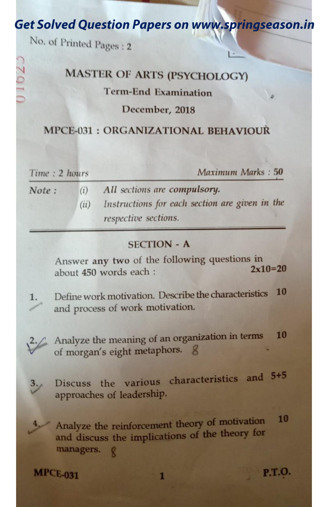 MPCE-031 Dec 18 Question Paper