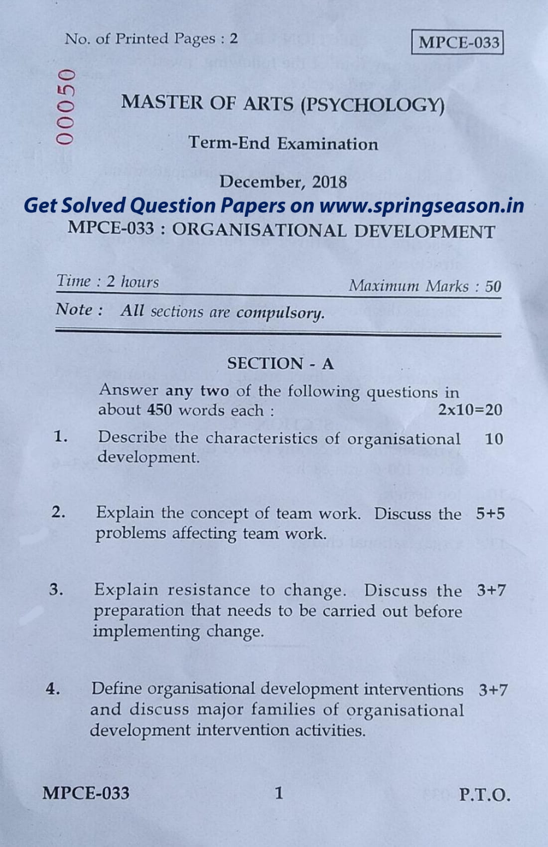 MPCE-033 – Dec 18 Question Paper